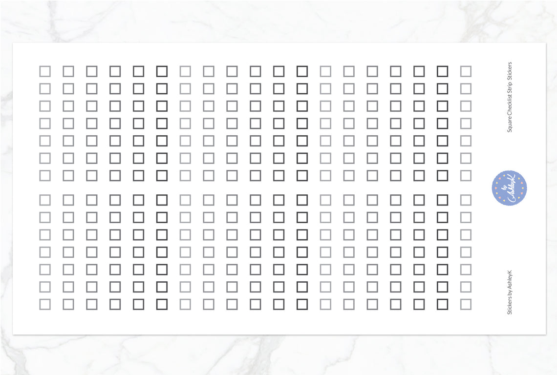 Square Checklist Strip Stickers - Monochrome