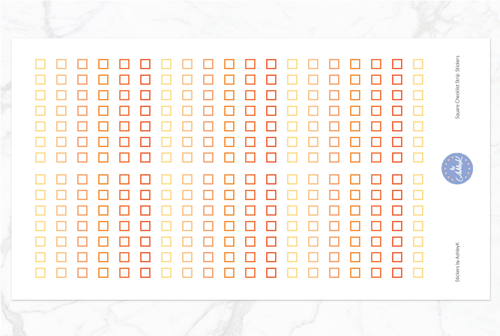 Square Checklist Strip Stickers - Orange