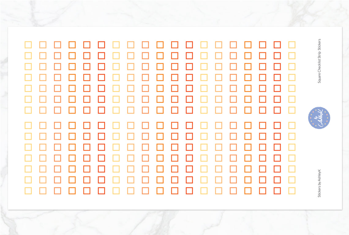 Square Checklist Strip Stickers - Orange
