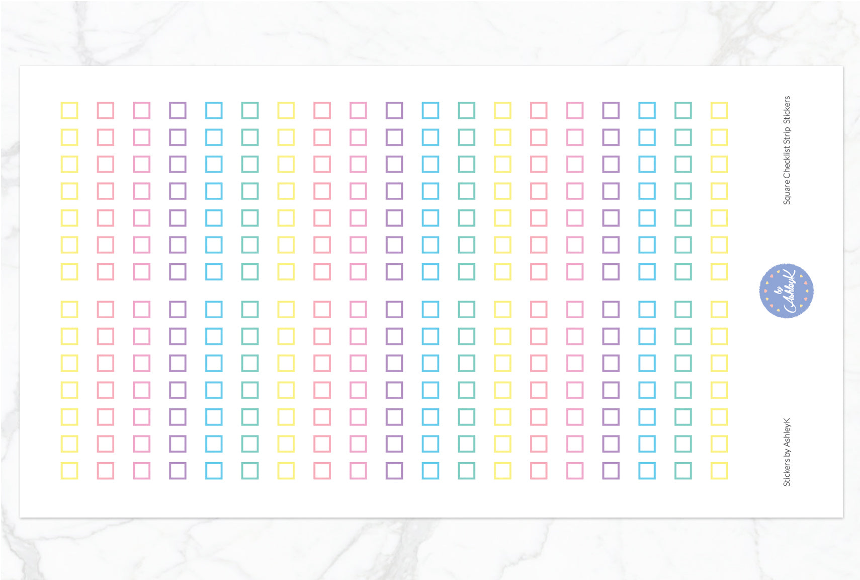 Square Checklist Strip Stickers - Pastel