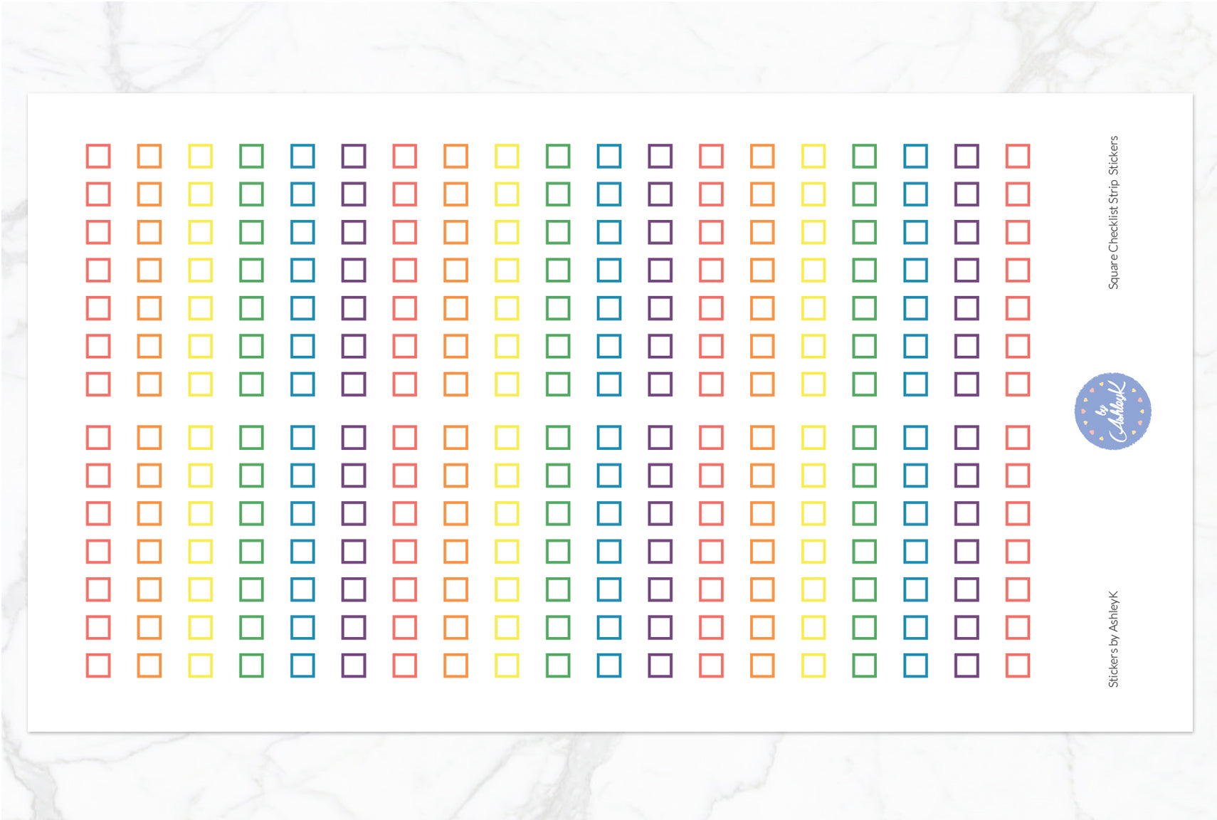 Square Checklist Strip Stickers - Pastel Rainbow