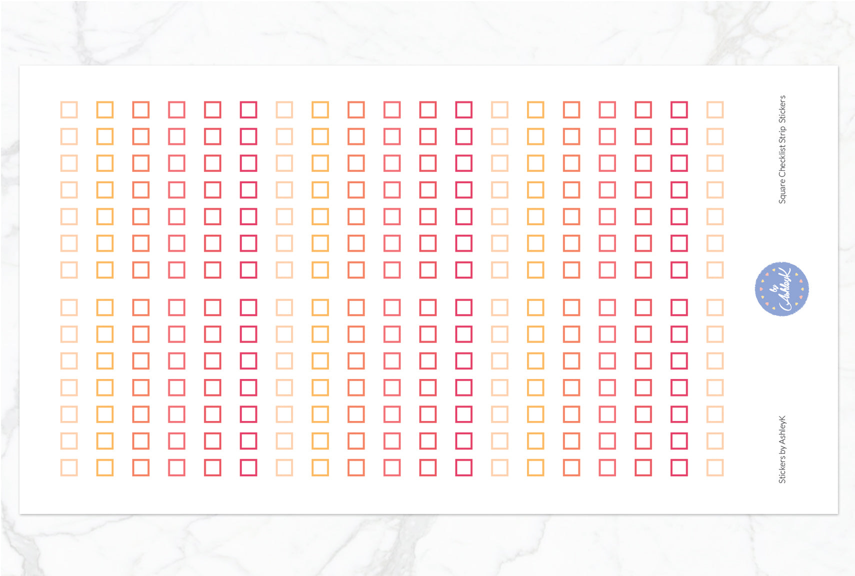 Square Checklist Strip Stickers - Peach