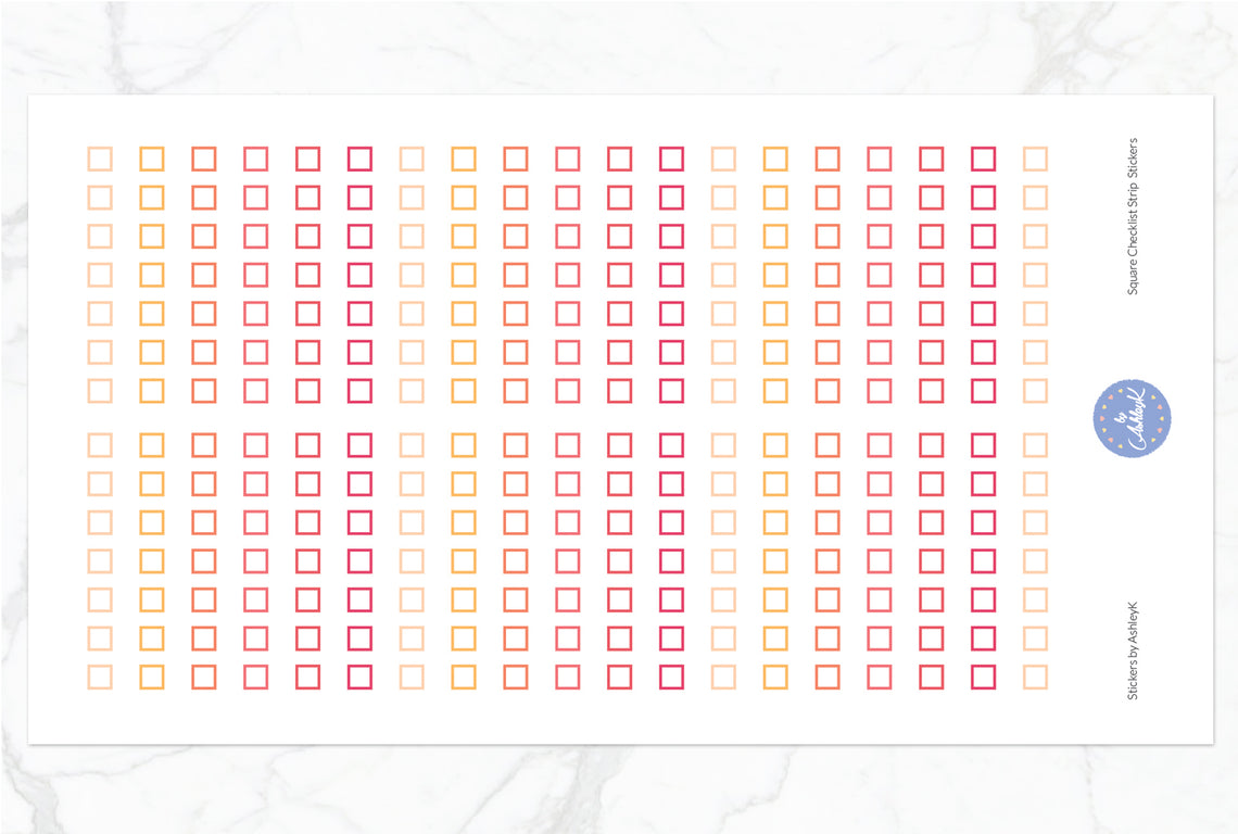 Square Checklist Strip Stickers - Peach