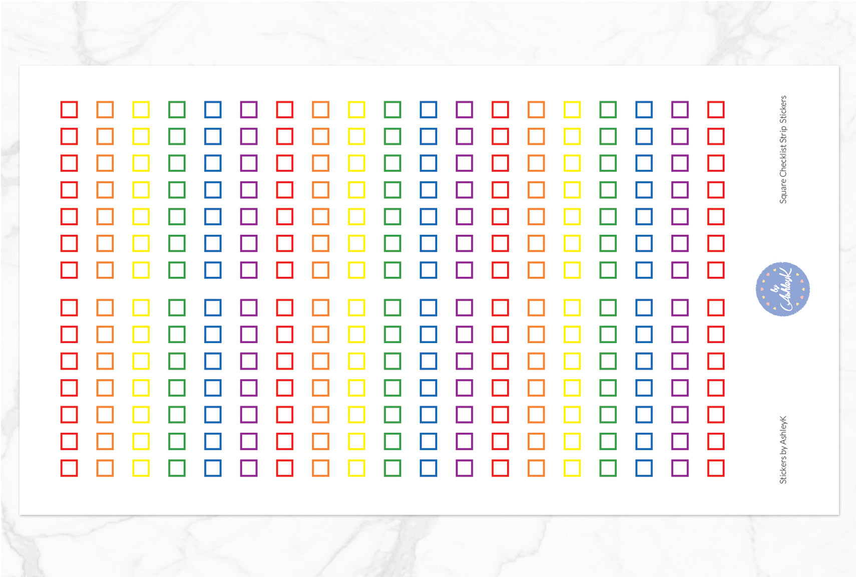 Square Checklist Strip Stickers - Rainbow