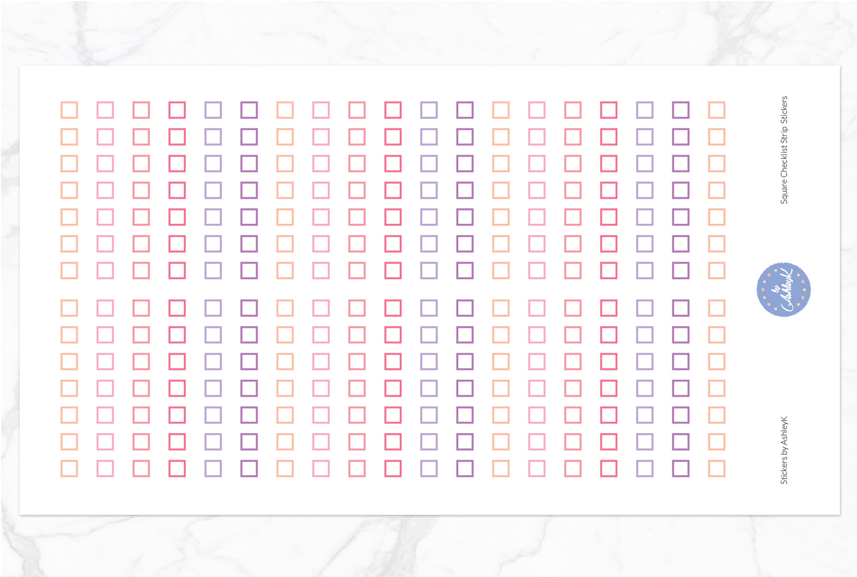 Square Checklist Strip Stickers - Raspberry
