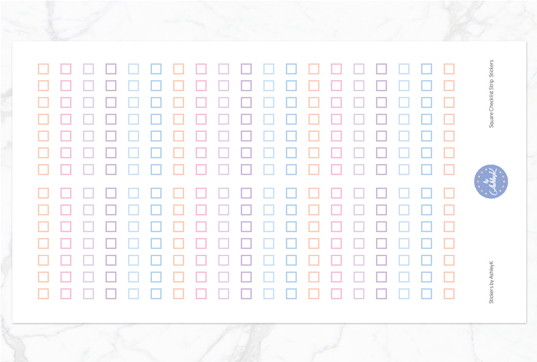 Square Checklist Strip Stickers - Pastel Sunset