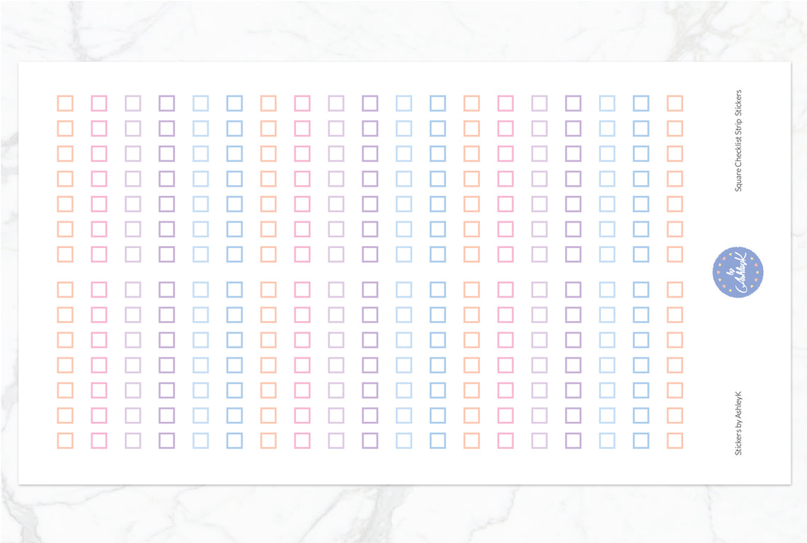 Square Checklist Strip Stickers - Pastel Sunset