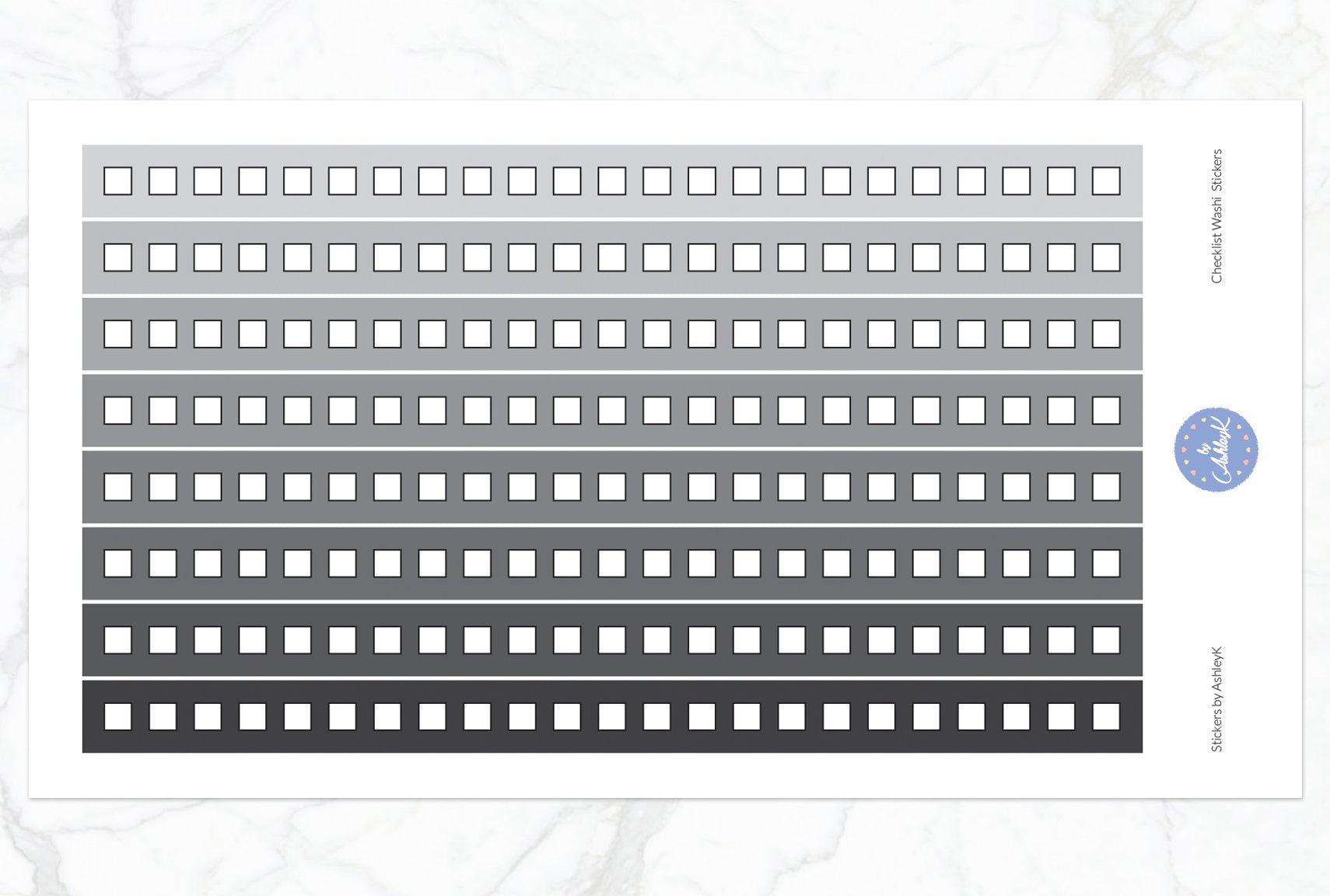 Square Checklist Washi - Monochrome