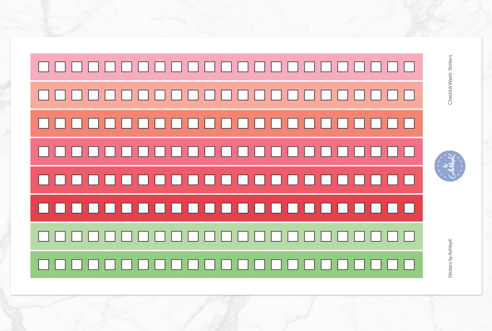 Square Checklist Washi - Strawberry