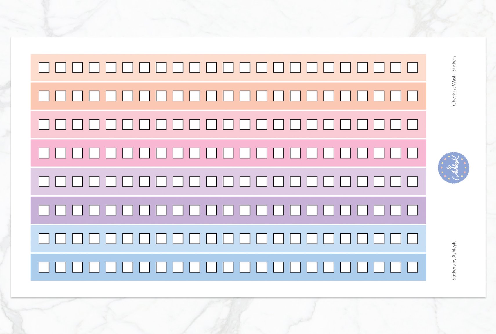 Square Checklist Washi - Pastel Sunset
