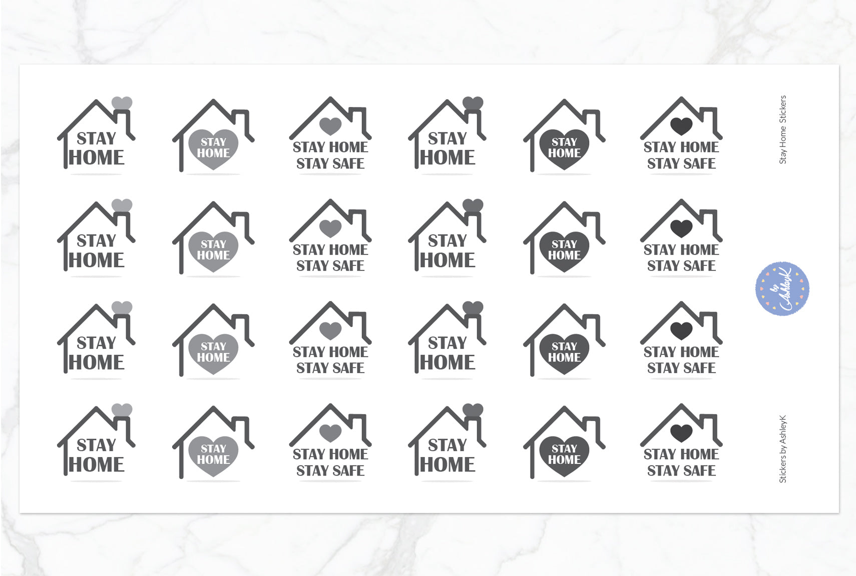 Stay Home Stickers - Monochrome