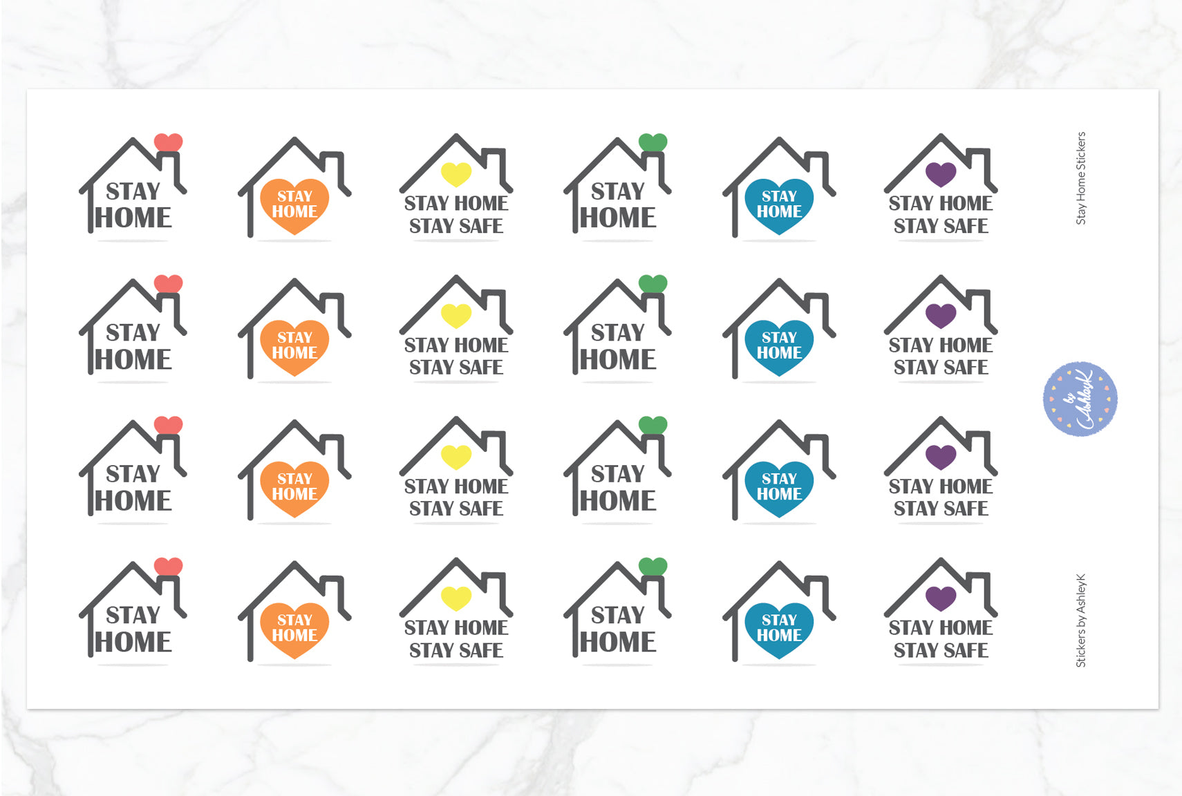 Stay Home Stickers - Pastel Rainbow