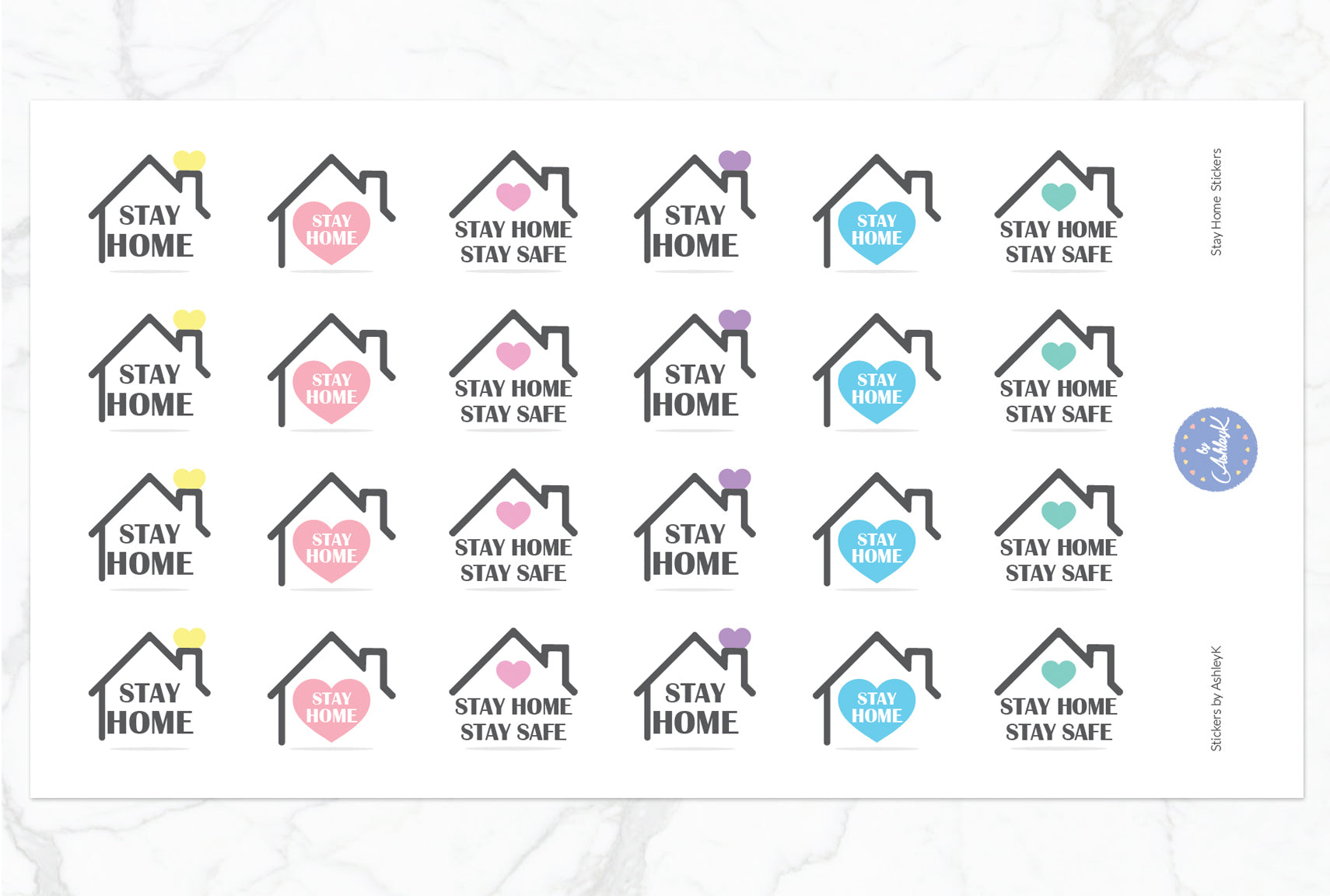 Stay Home Stickers - Pastel
