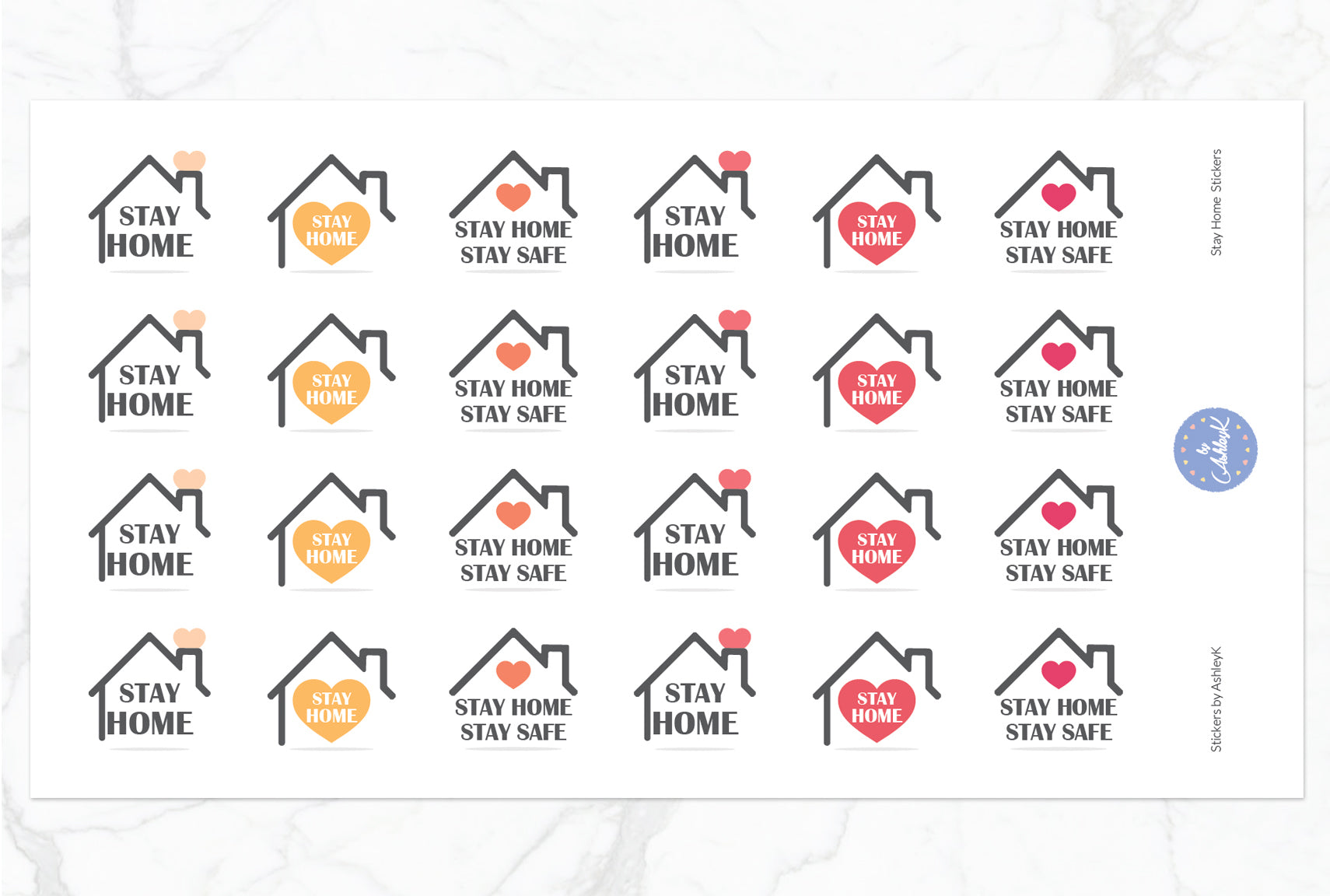 Stay Home Stickers - Peach