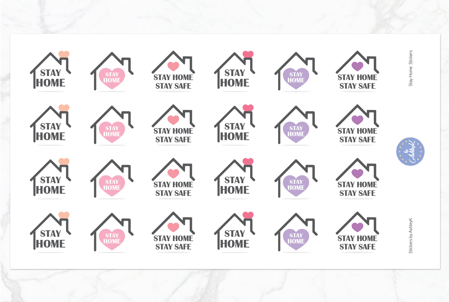Stay Home Stickers - Raspberry