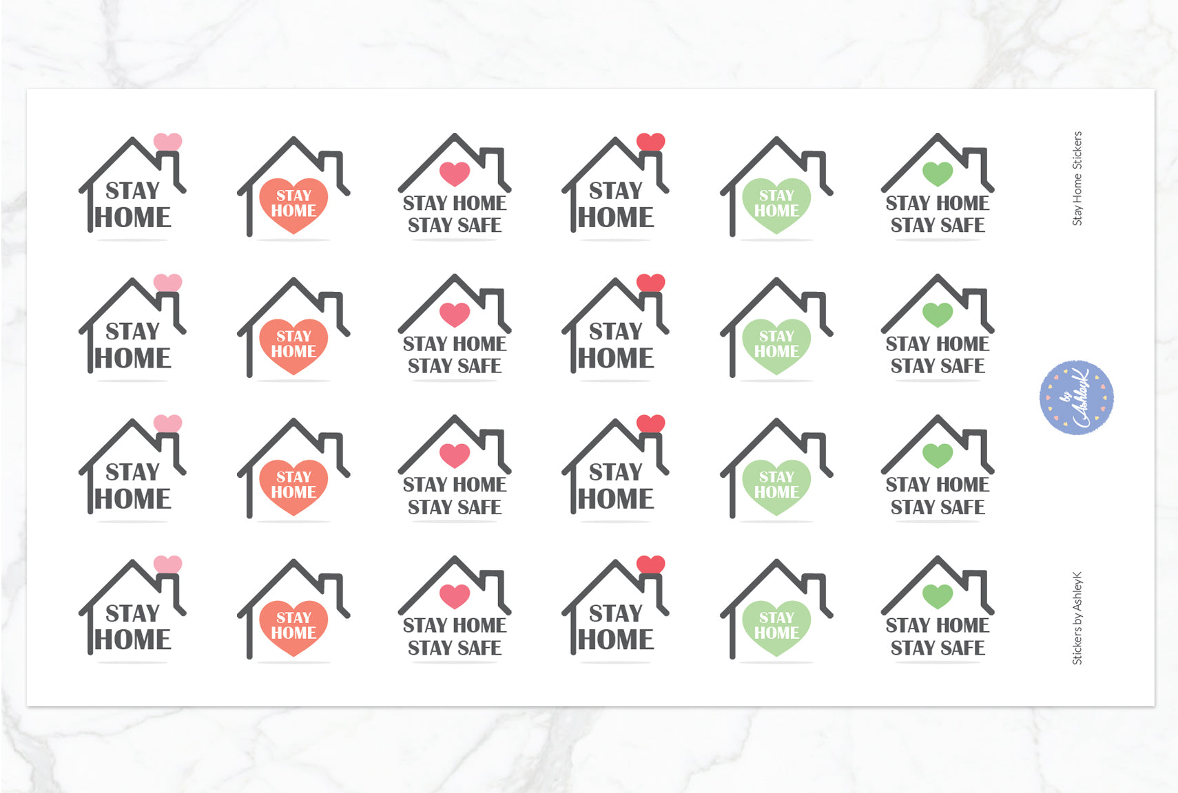 Stay Home Stickers - Strawberry