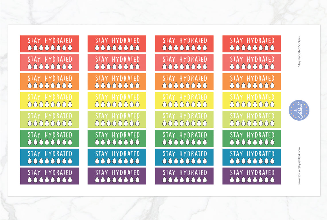 Stay Hydrated Stickers - Pastel Rainbow