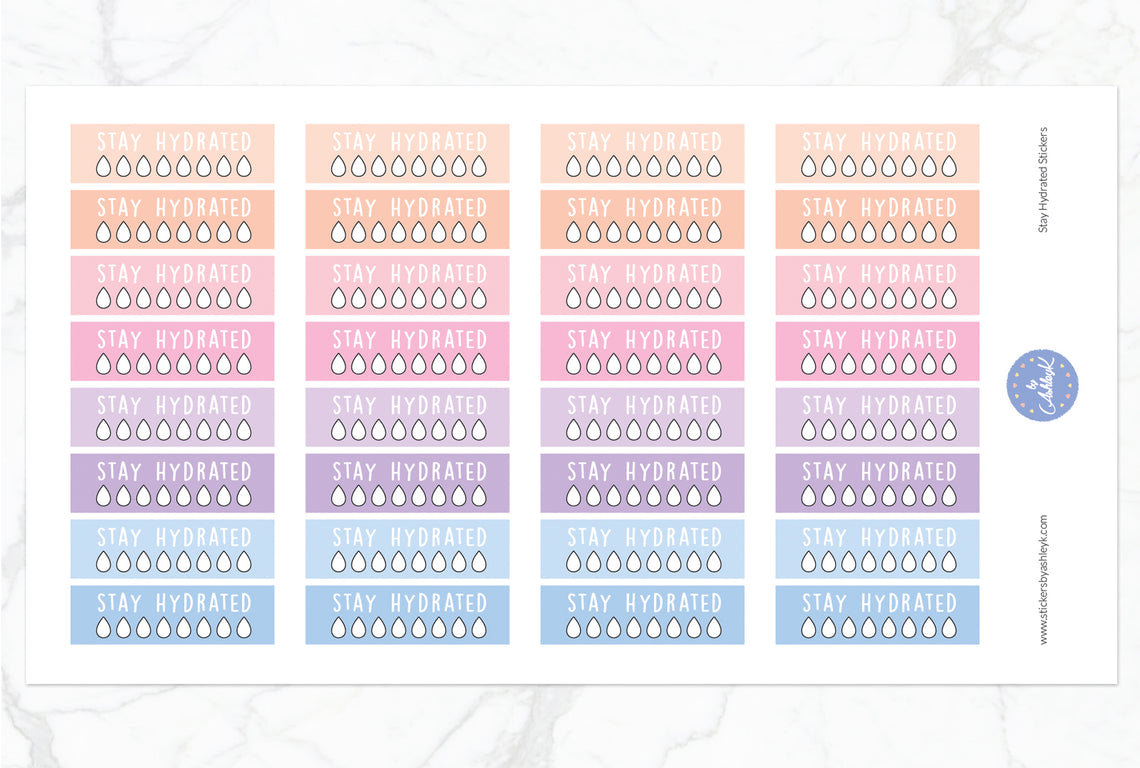 Stay Hydrated Stickers - Pastel Sunset
