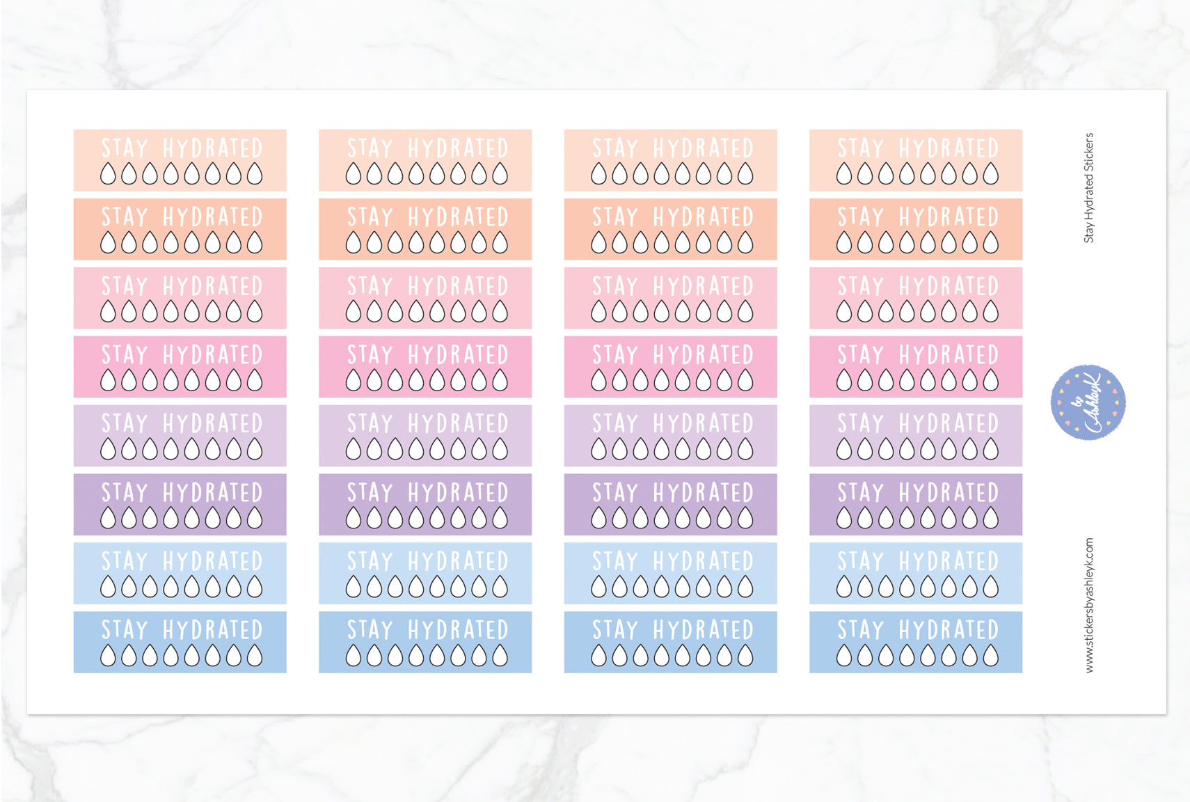 Stay Hydrated Stickers - Pastel Sunset