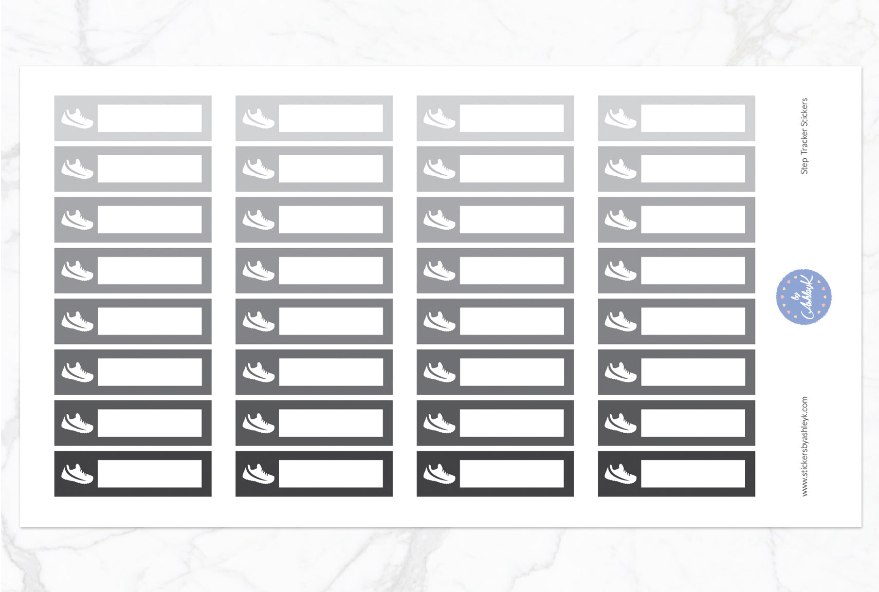 Step Tracker Stickers - Monochrome