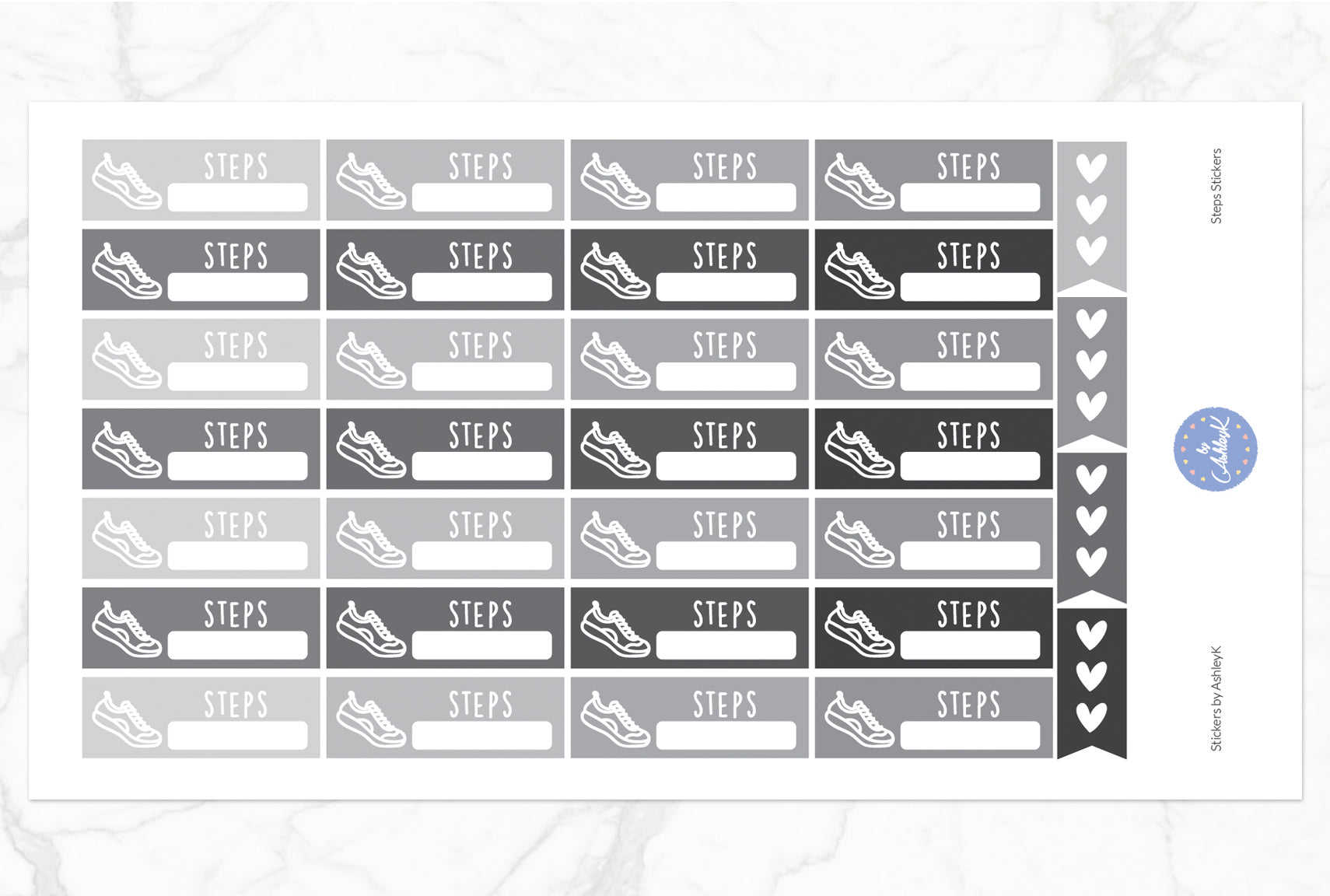 Steps Stickers - Monochrome