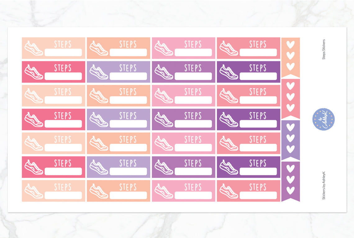Steps Stickers - Raspberry