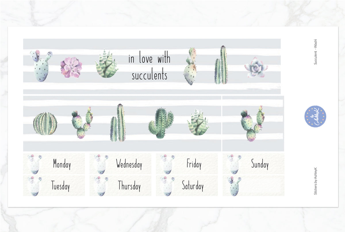 Succulent Weekly Kit - Erin Condren Planner Stickers – Stickers by AshleyK