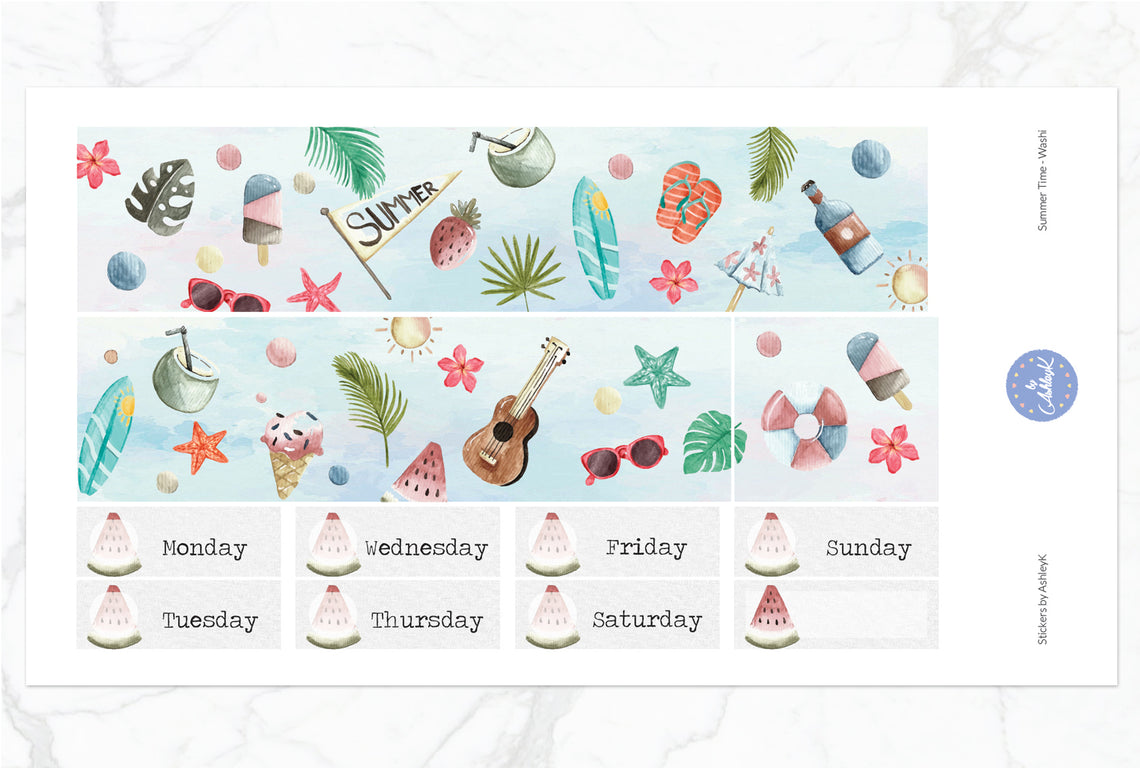 Summer Time Weekly Kit  - Washi Sheet