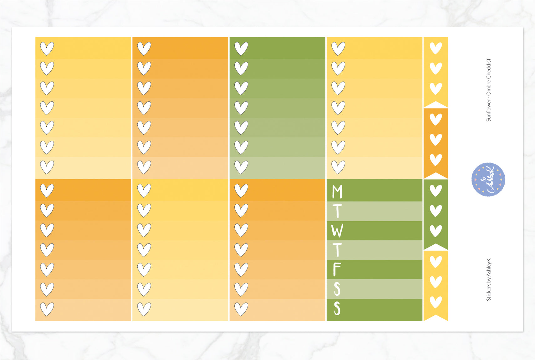 Sunflower - Ombre Checklist Sheet