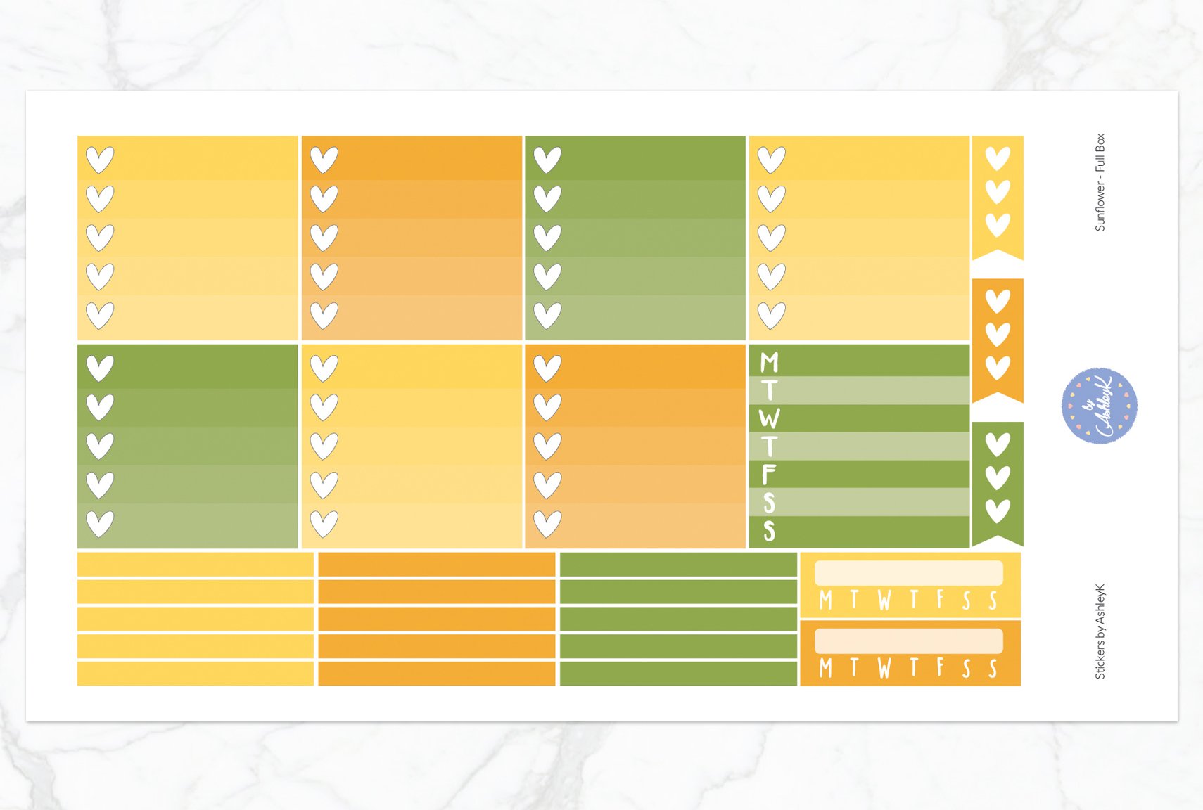 Sunflower Weekly Kit  - Ombre Checklist Sheet