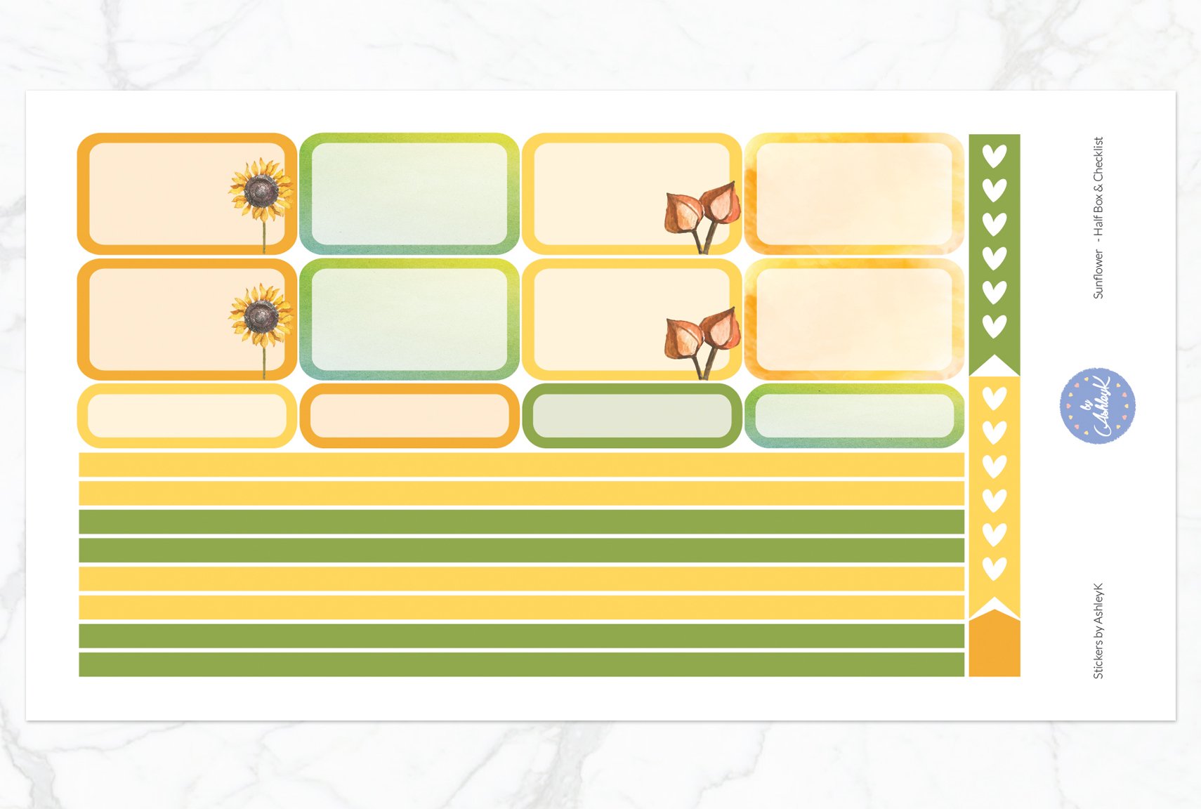 Sunflower Weekly Kit  - Half Box Sheet