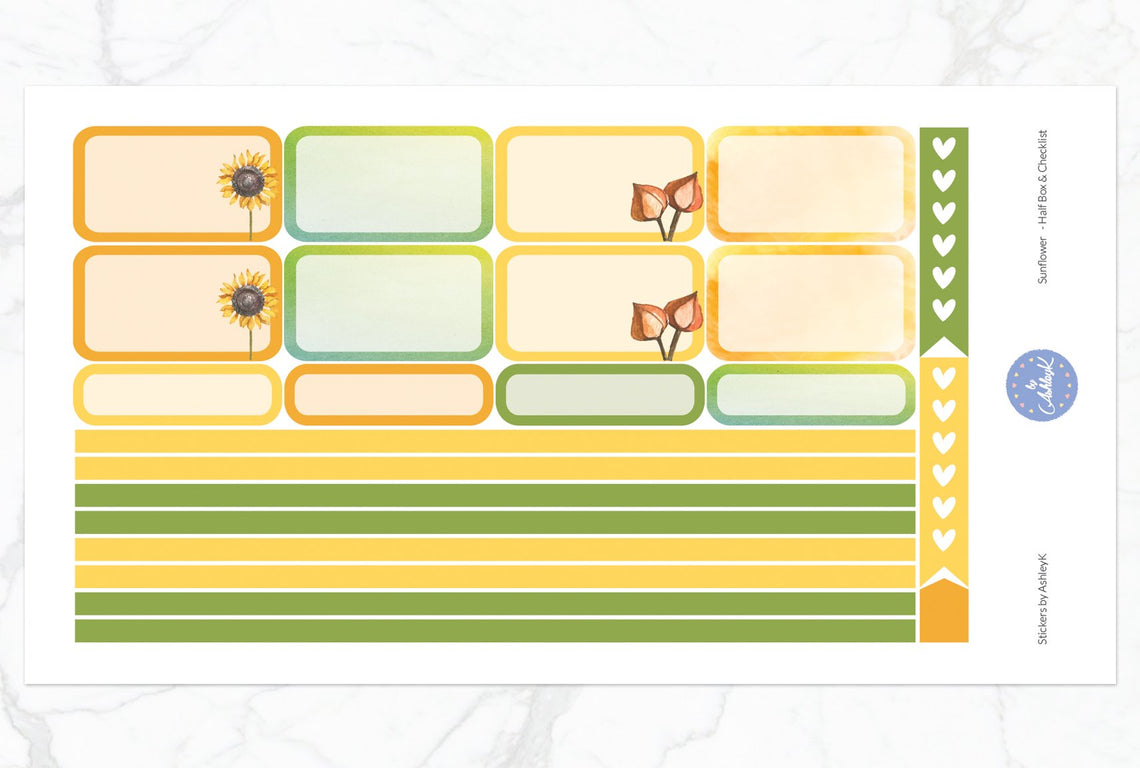 Sunflower Weekly Kit  - Half Box Sheet