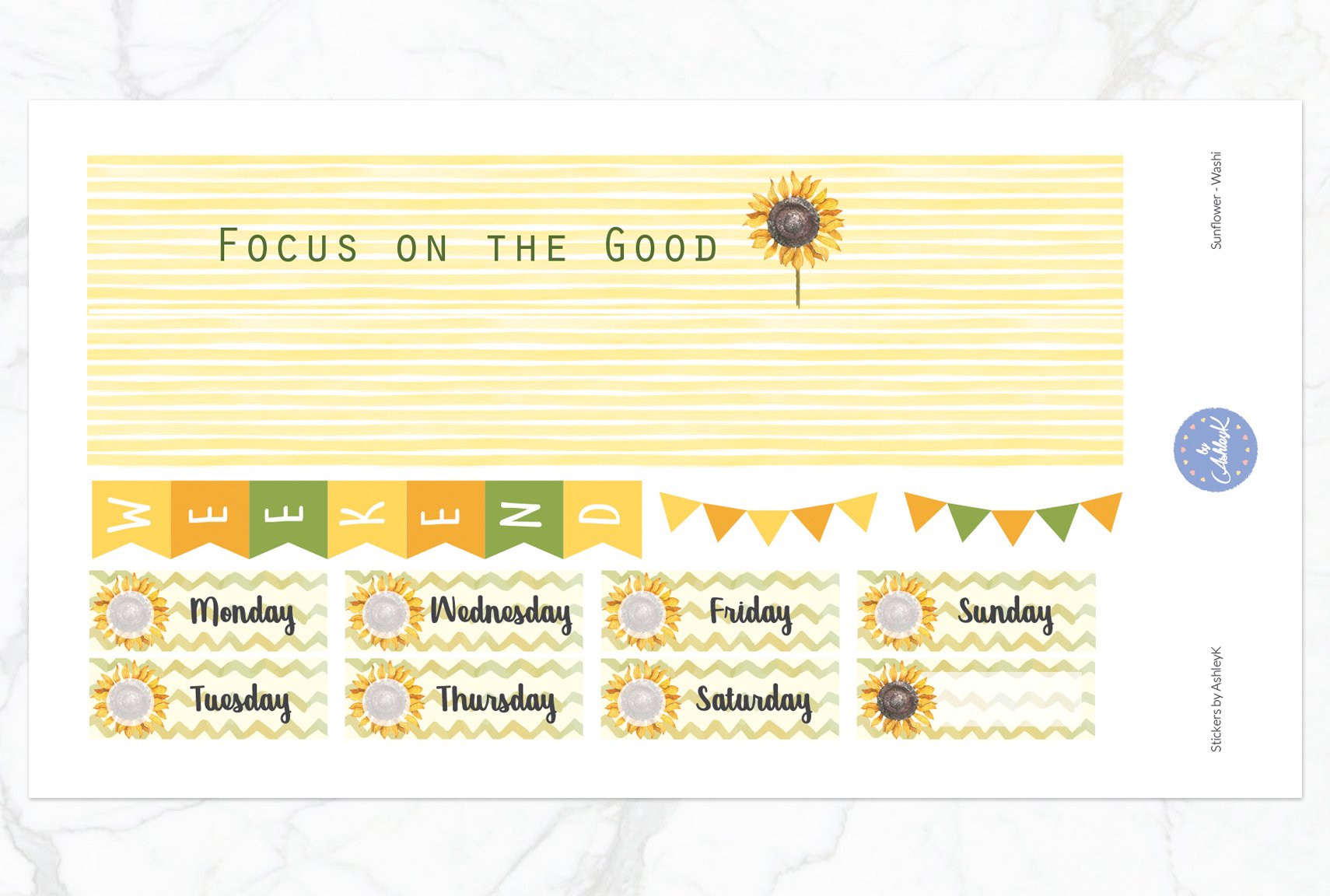 Sunflower Weekly Kit  - Washi Sheet