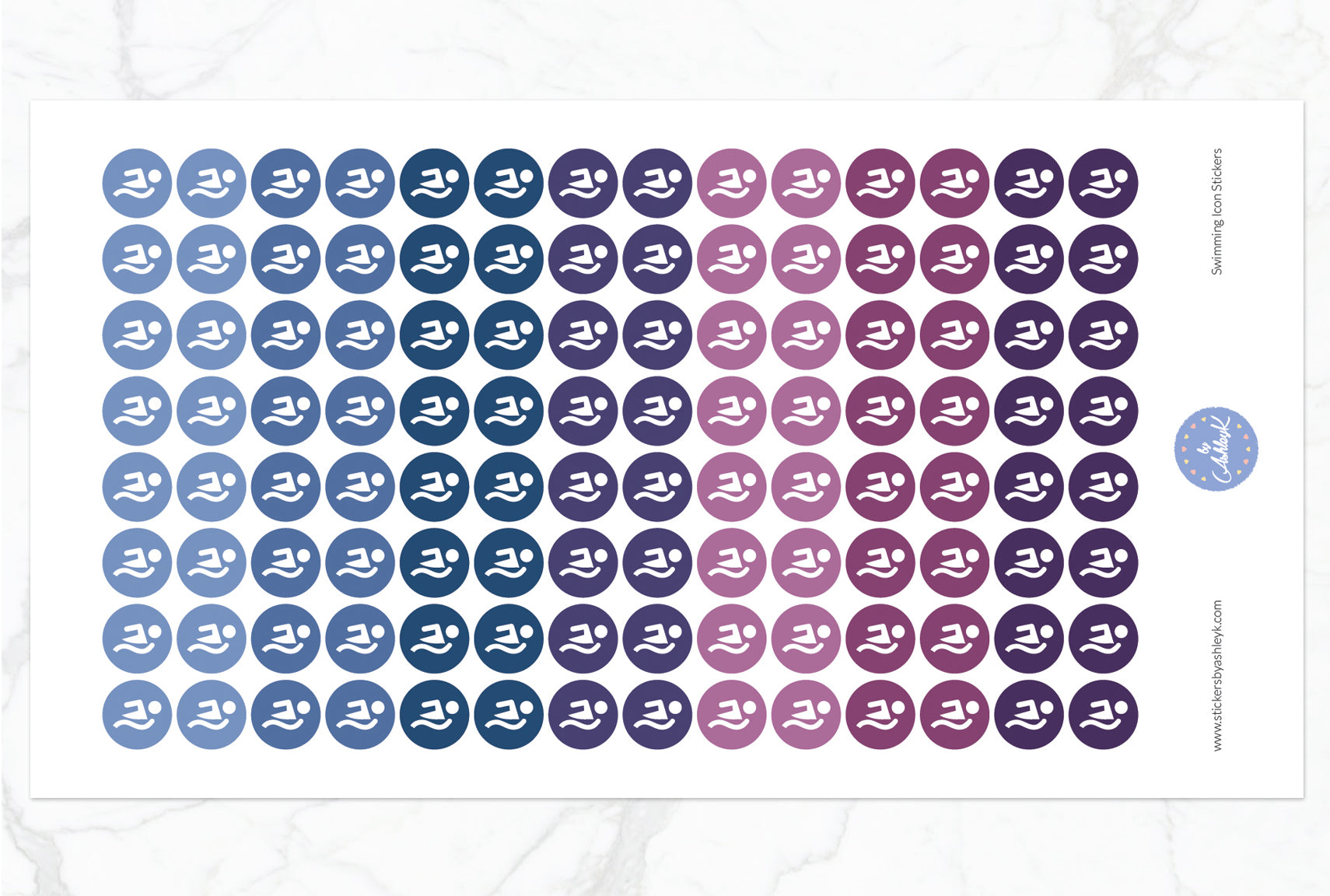 Swimming Icon Round Stickers - Blueberry