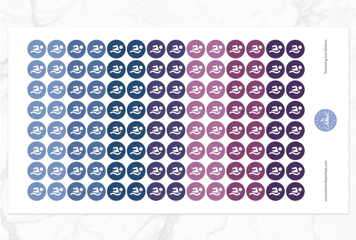 Swimming Icon Round Stickers - Blueberry