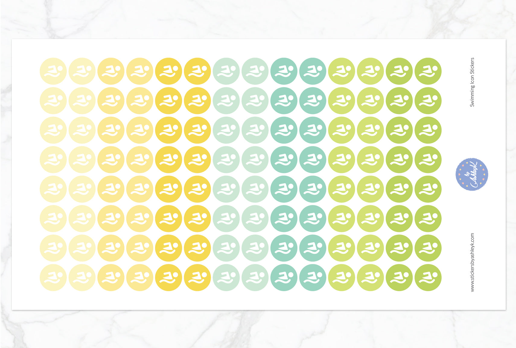 Swimming Icon Round Stickers - Lemon&Lime
