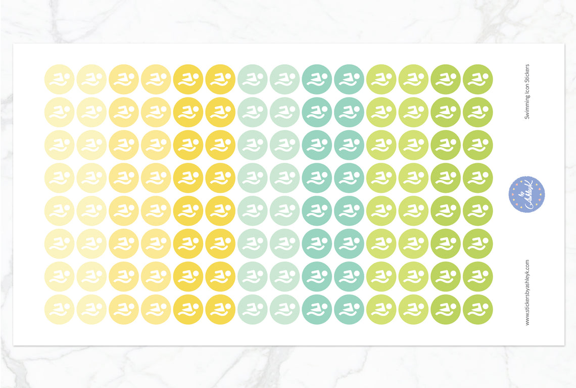 Swimming Icon Round Stickers - Lemon&Lime