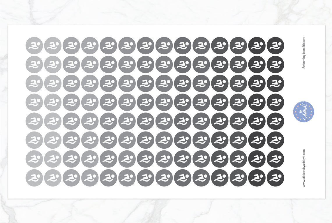 Swimming Icon Round Stickers - Monochrome