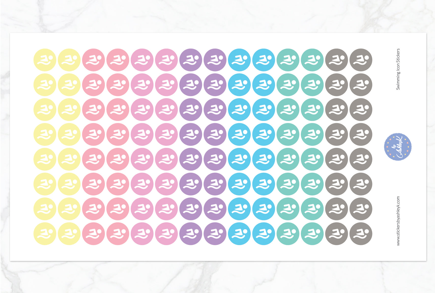 Swimming Icon Round Stickers - Pastel