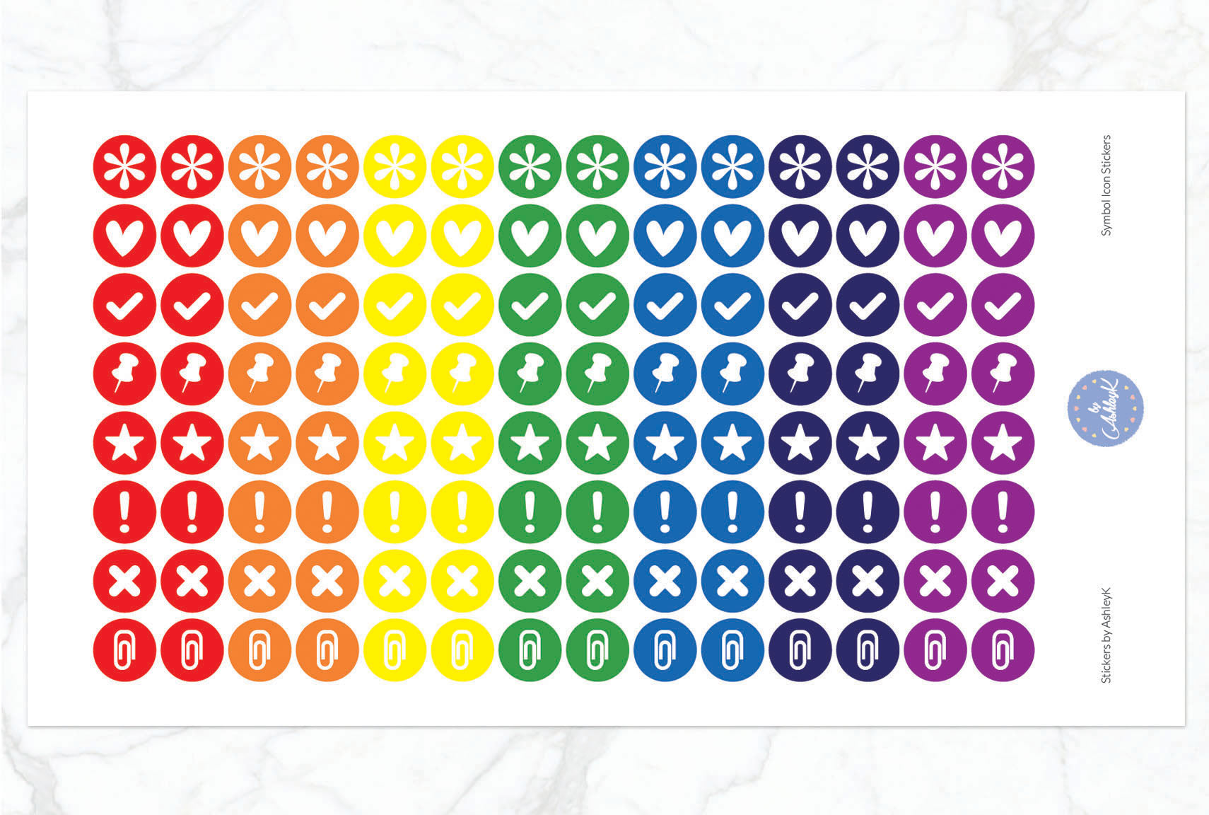 Symbol Icon Stickers - Rainbow