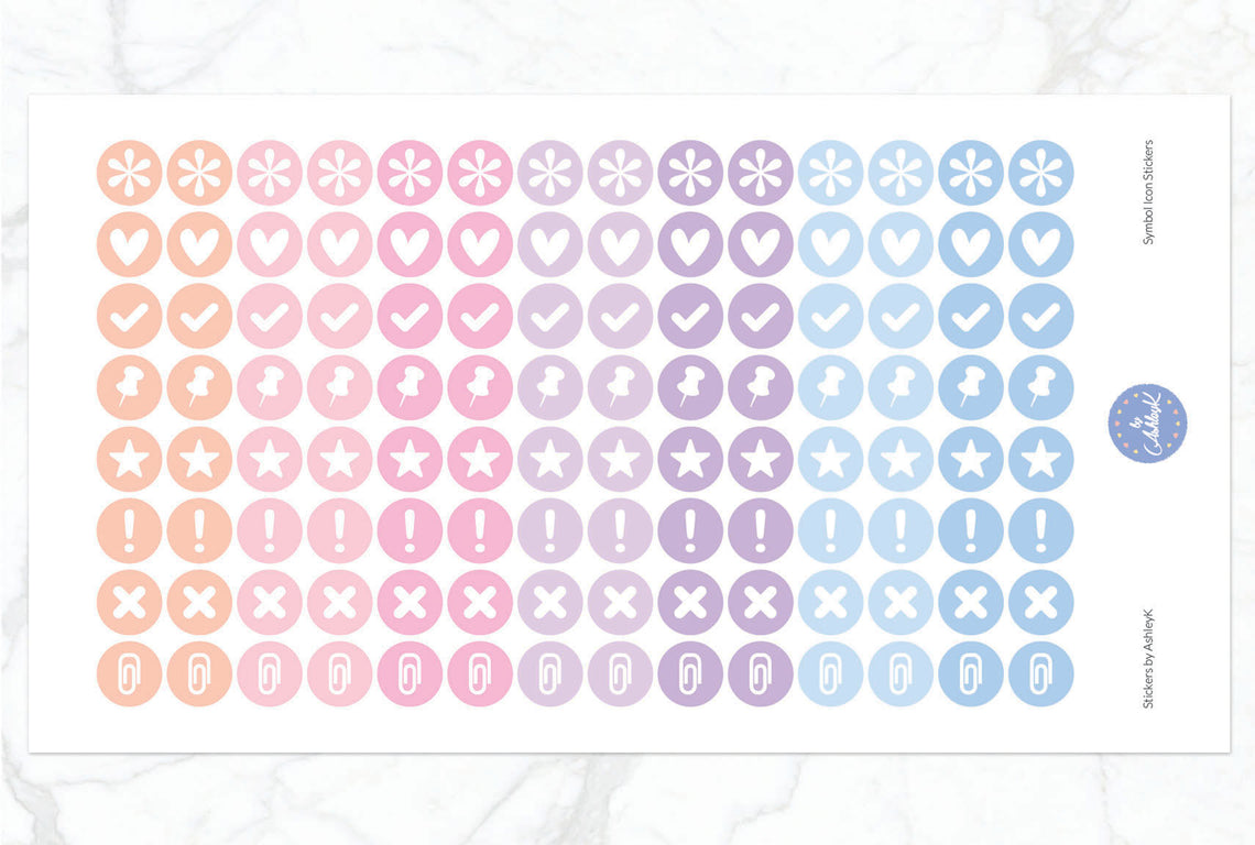 Symbol Icon Stickers - Pastel Sunset