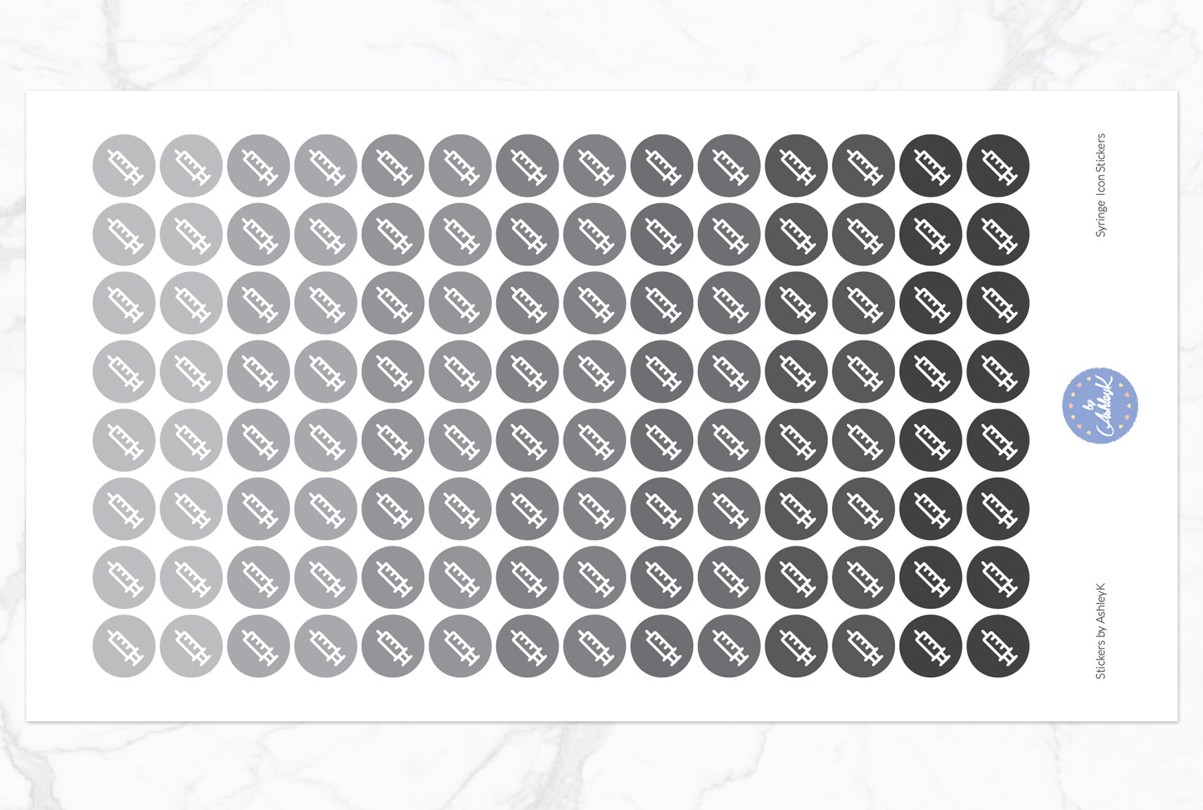 Syringe Icon Stickers - Monochrome