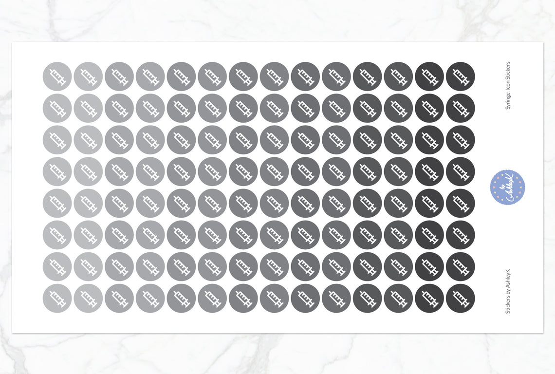 Syringe Icon Stickers - Monochrome