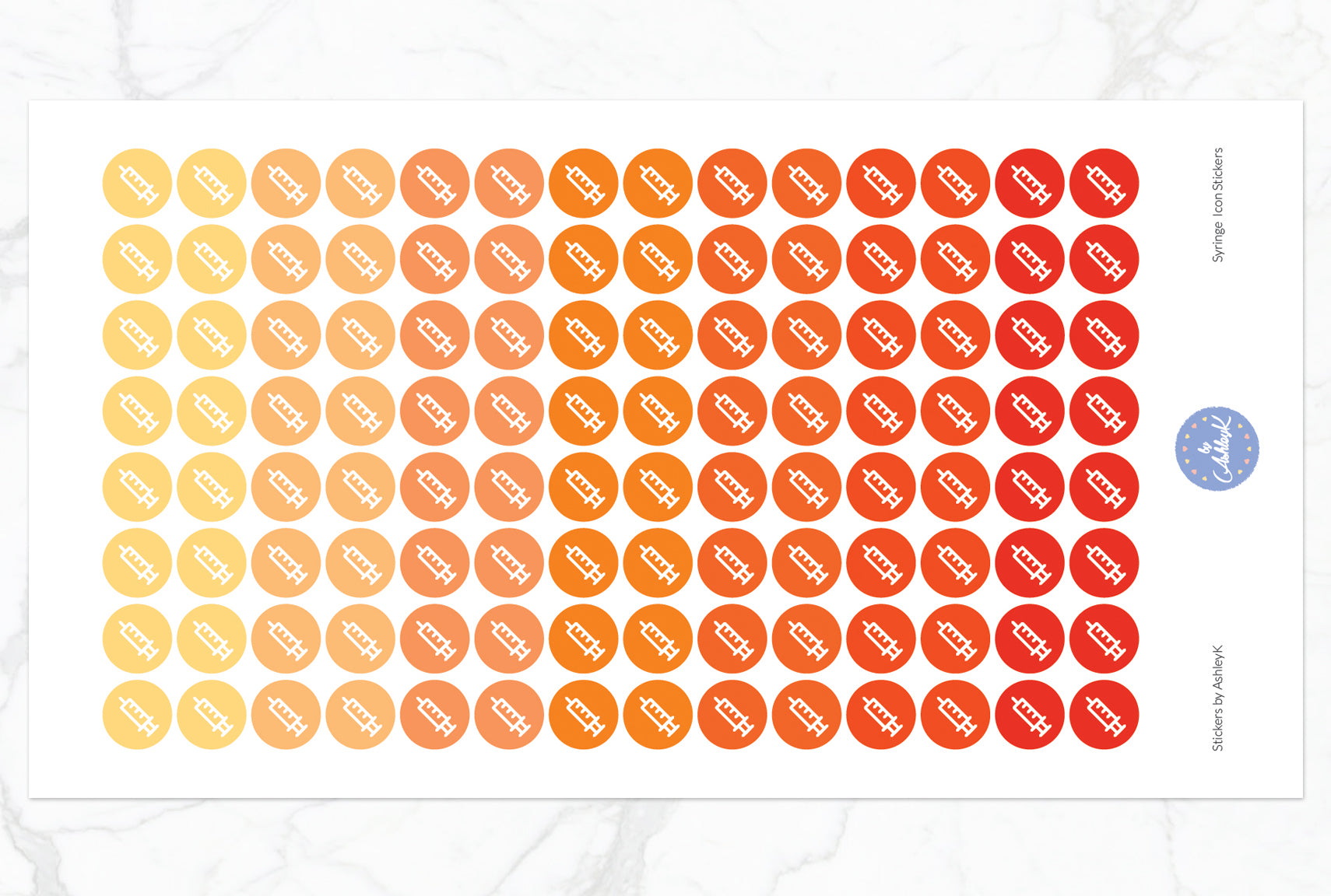 Syringe Icon Stickers - Orange