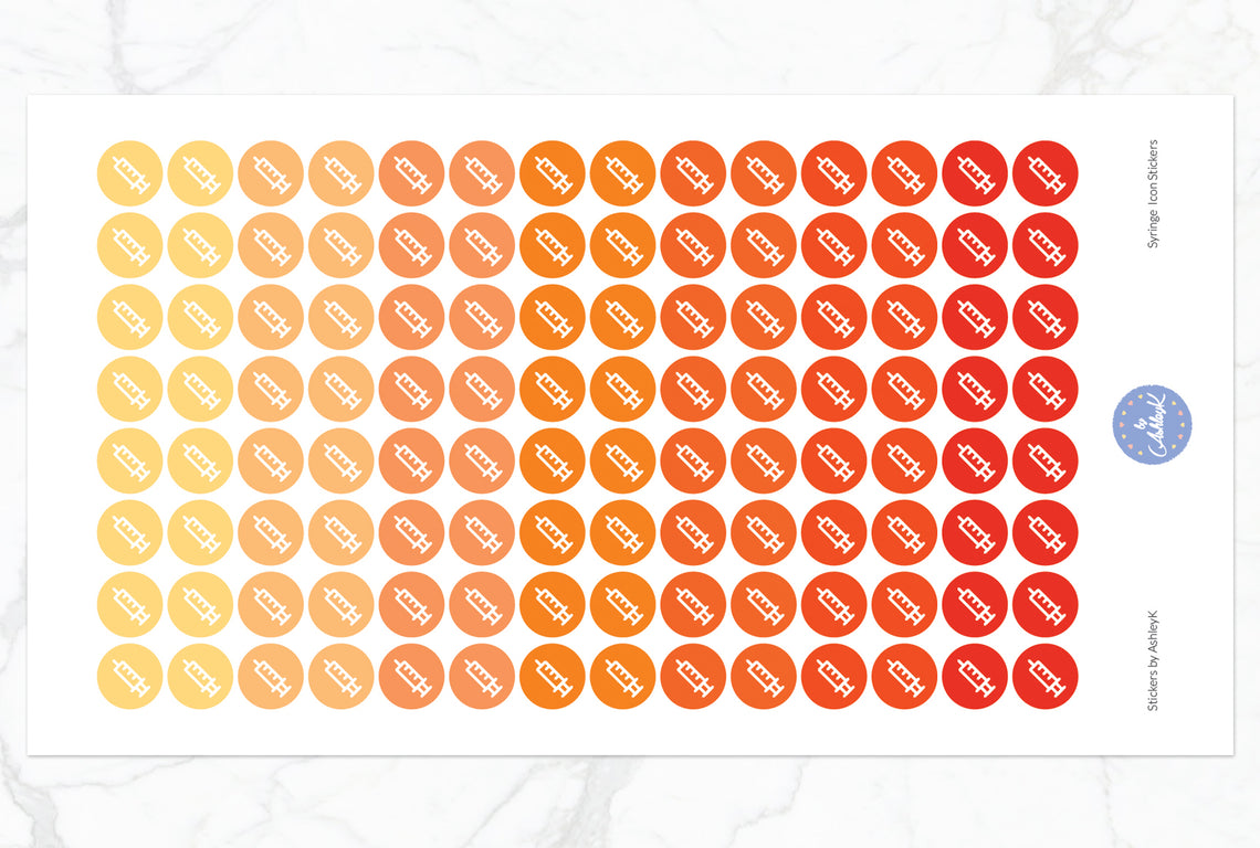 Syringe Icon Stickers - Orange