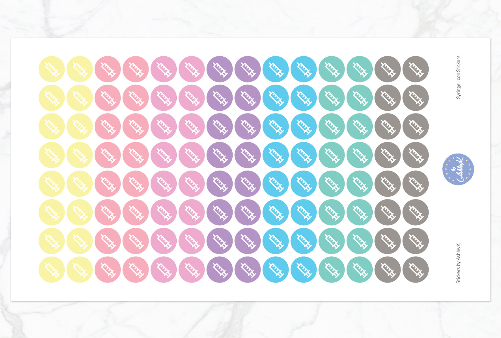 Syringe Icon Stickers - Pastel