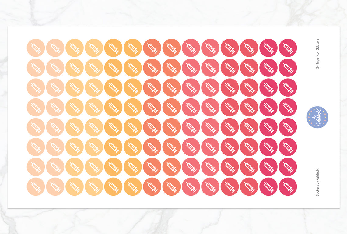 Syringe Icon Stickers - Peach
