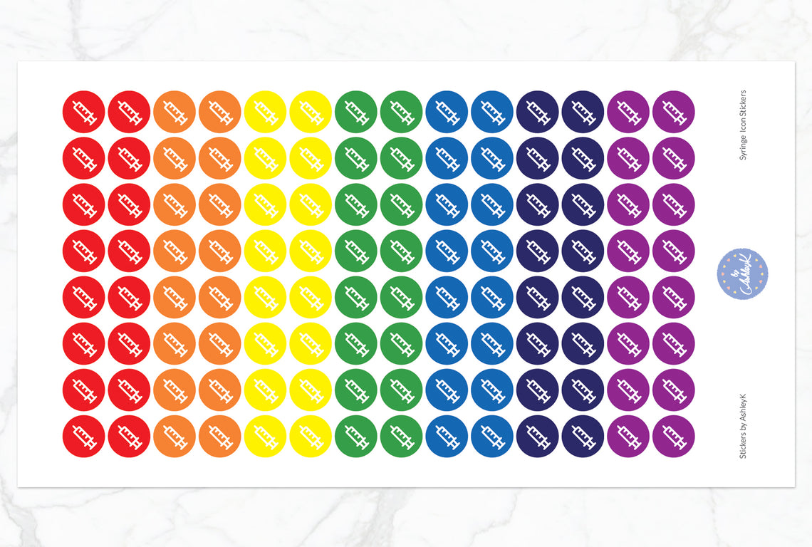 Syringe Icon Stickers - Rainbow