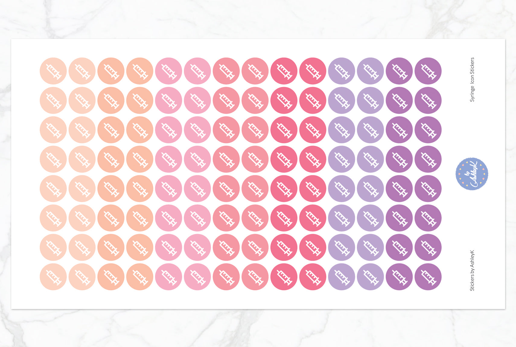 Syringe Icon Stickers - Raspberry
