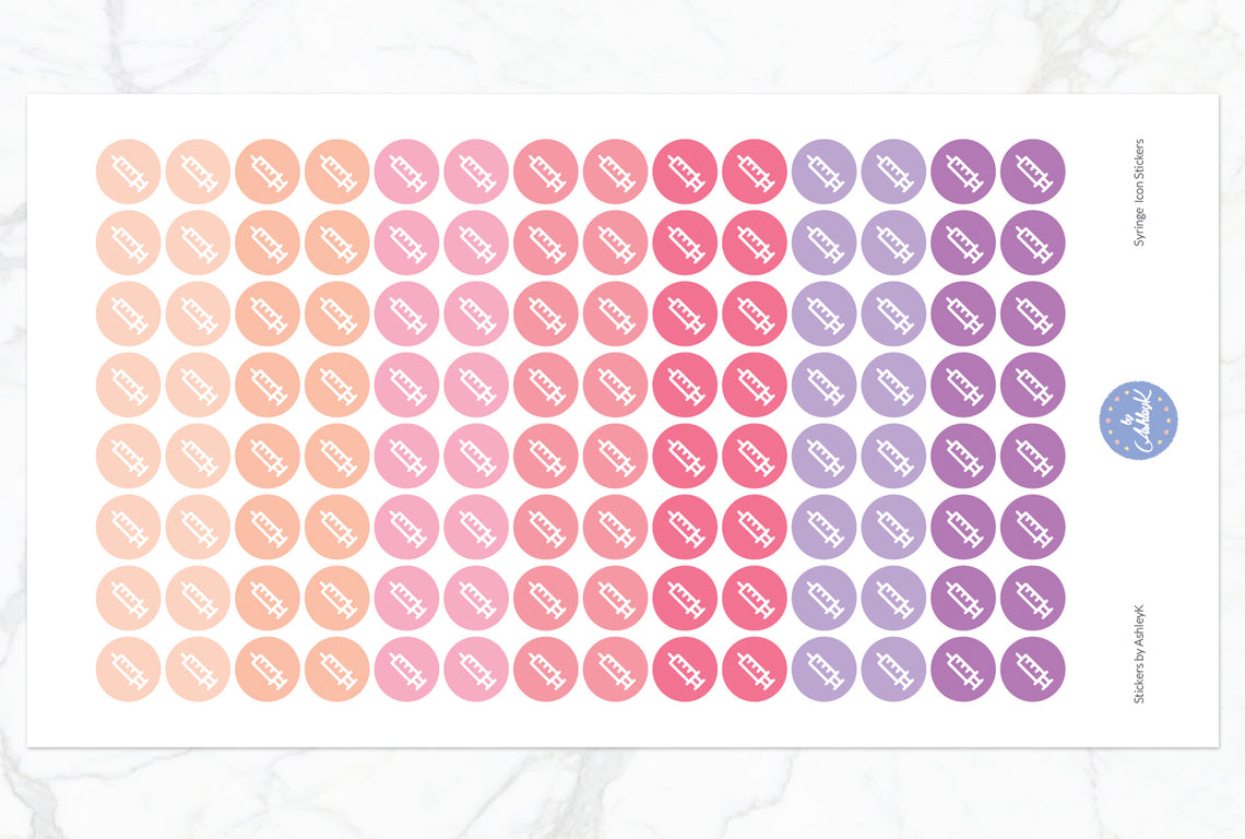 Syringe Icon Stickers - Raspberry